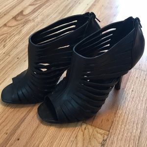 Steven Leather Peep Toe Booties
